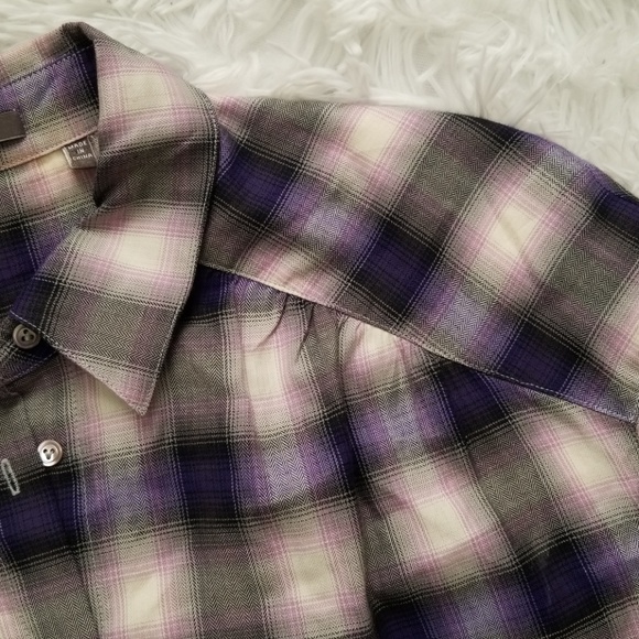 Vince Purple Plaid Button Down - Picture 7 of 7